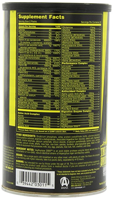 UNIVERSAL NUTRITION ANIMAL PAK – Whey Protein Supplements, & Gym Equipments