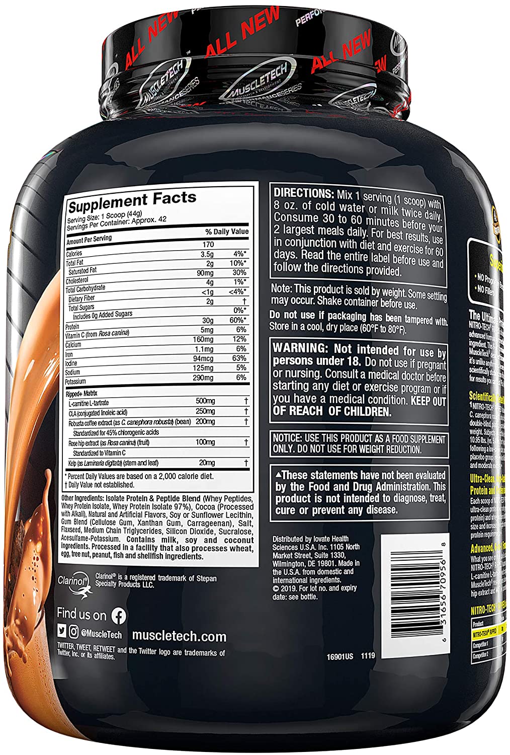 MUSCLETECH NITROTECH RIPPED 4 LBS – Whey Protein Supplements ...