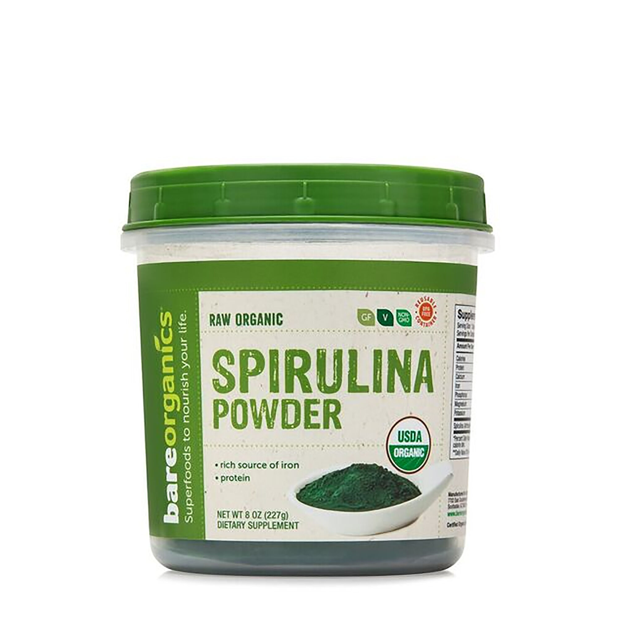 BARE ORGANICS RAW ORGANIC SPIRULINA 8 OZ. / 227 GRAMS Whey Protein