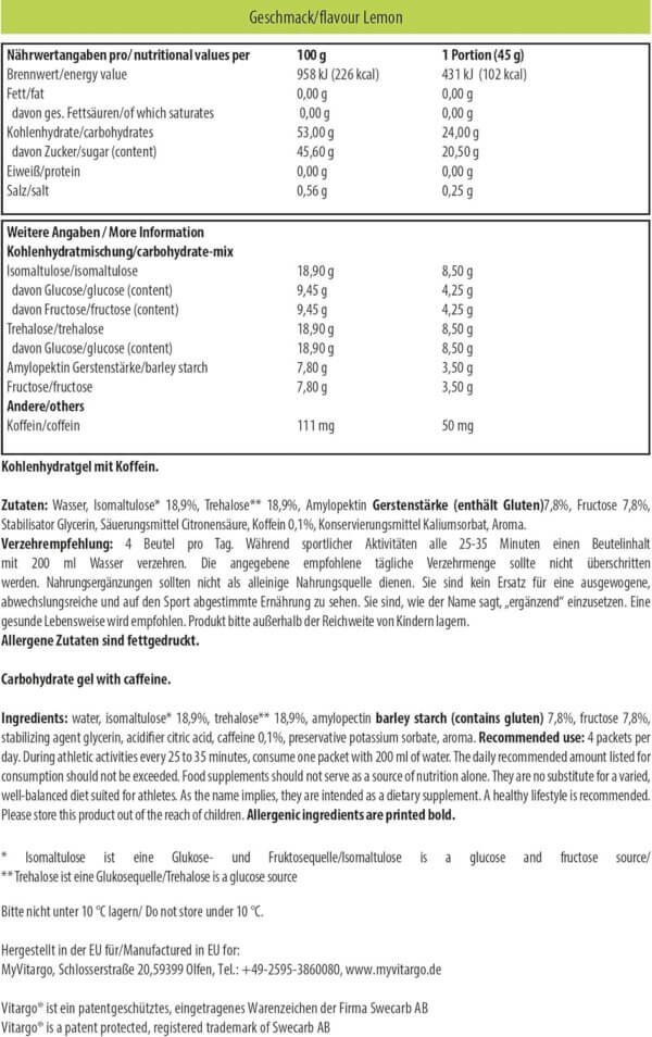 Vitargo Gel 45 Grams with Caffeine - Image 2