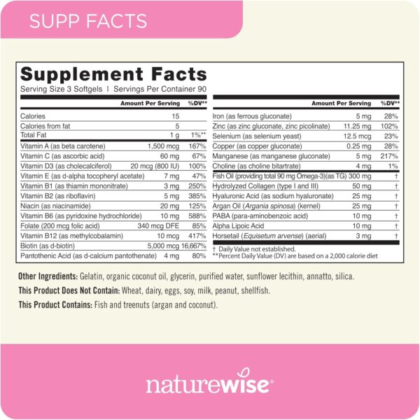 Naturewise Hair,Skin,and Nails Biotin 5000 mcg 270 softgels - Image 2