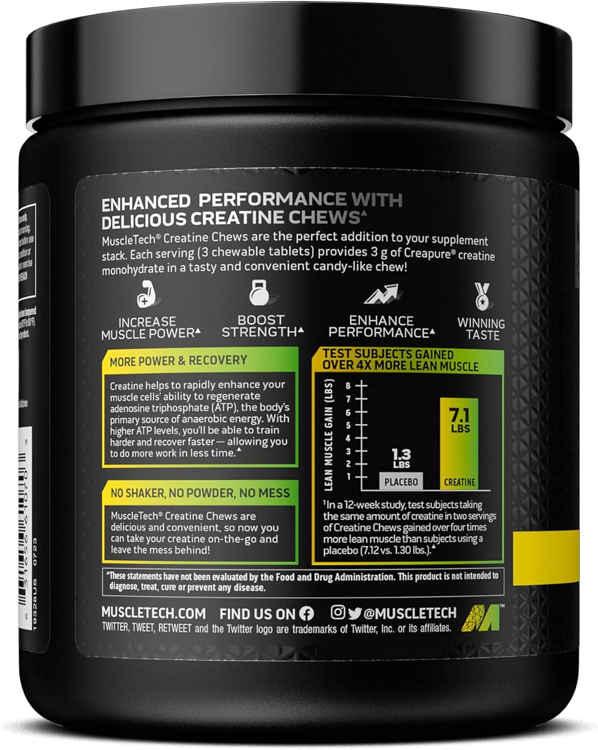 MUSCLETECH CREATINE CHEWS 90 CHEWABLE TABLETS CITRUS BURST FLAVOR - Image 2