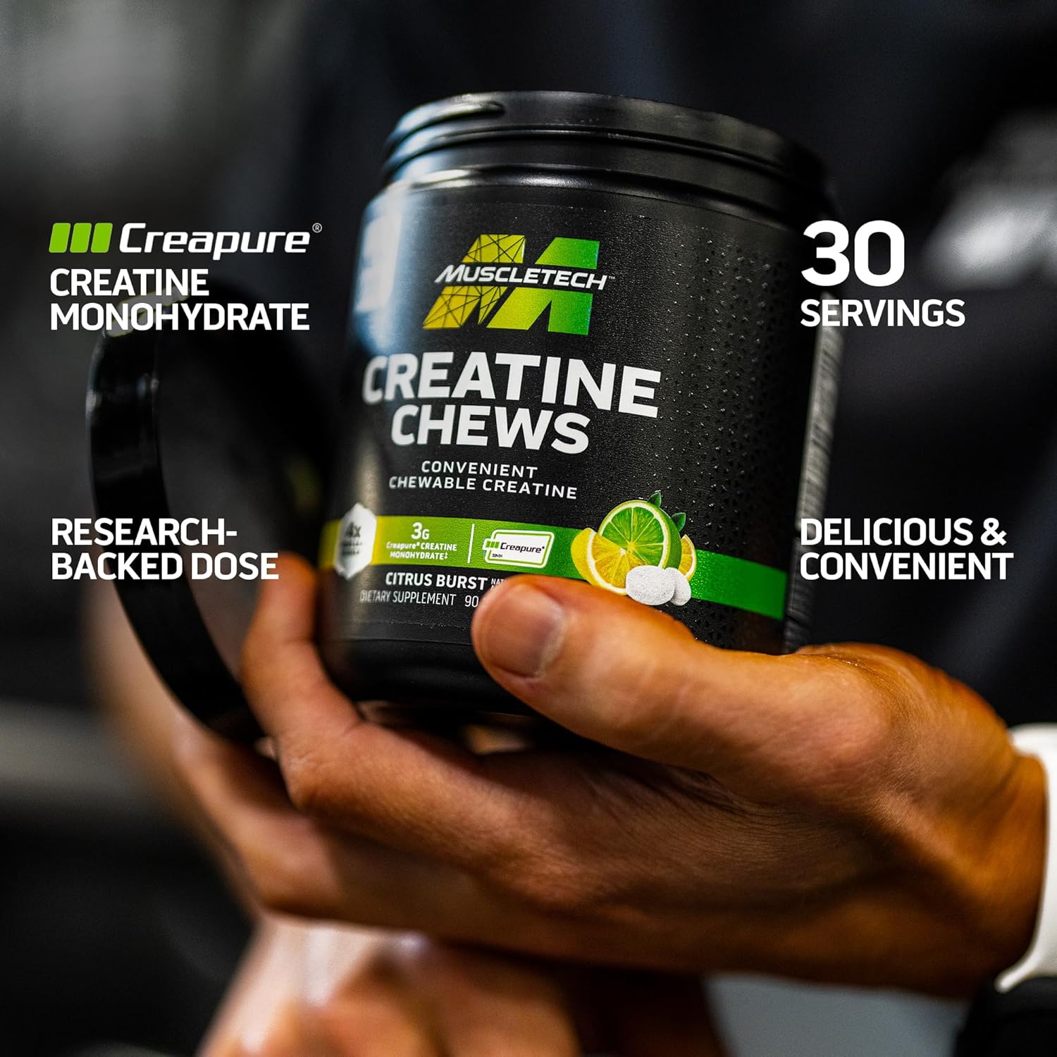 MUSCLETECH CREATINE CHEWS 90 CHEWABLE TABLETS CITRUS BURST FLAVOR - Image 6