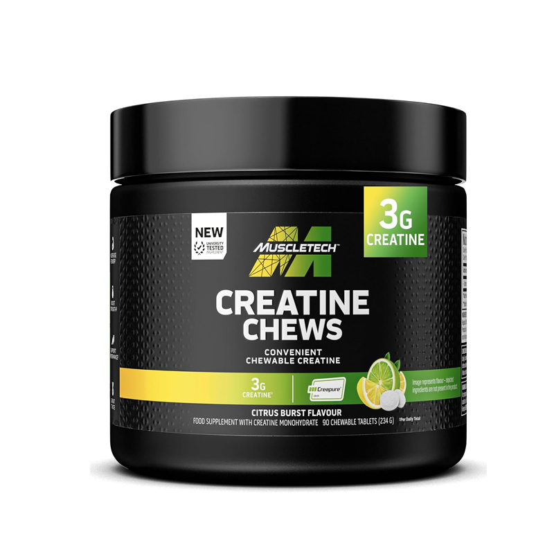 MUSCLETECH CREATINE CHEWS 90 CHEWABLE TABLETS CITRUS BURST FLAVOR