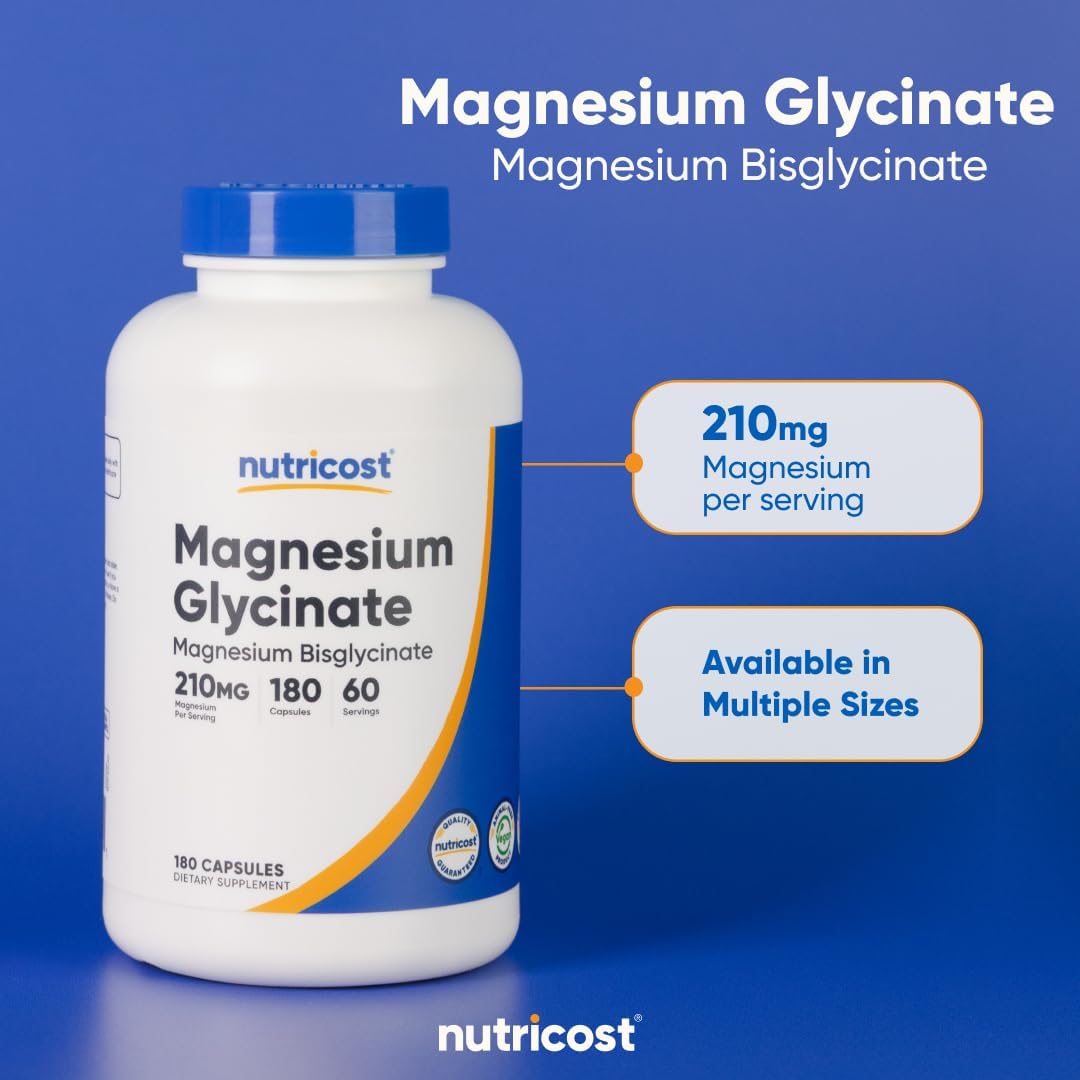 Nutricost Magnesium Glycinate 210mg 180 Capsules - Image 4