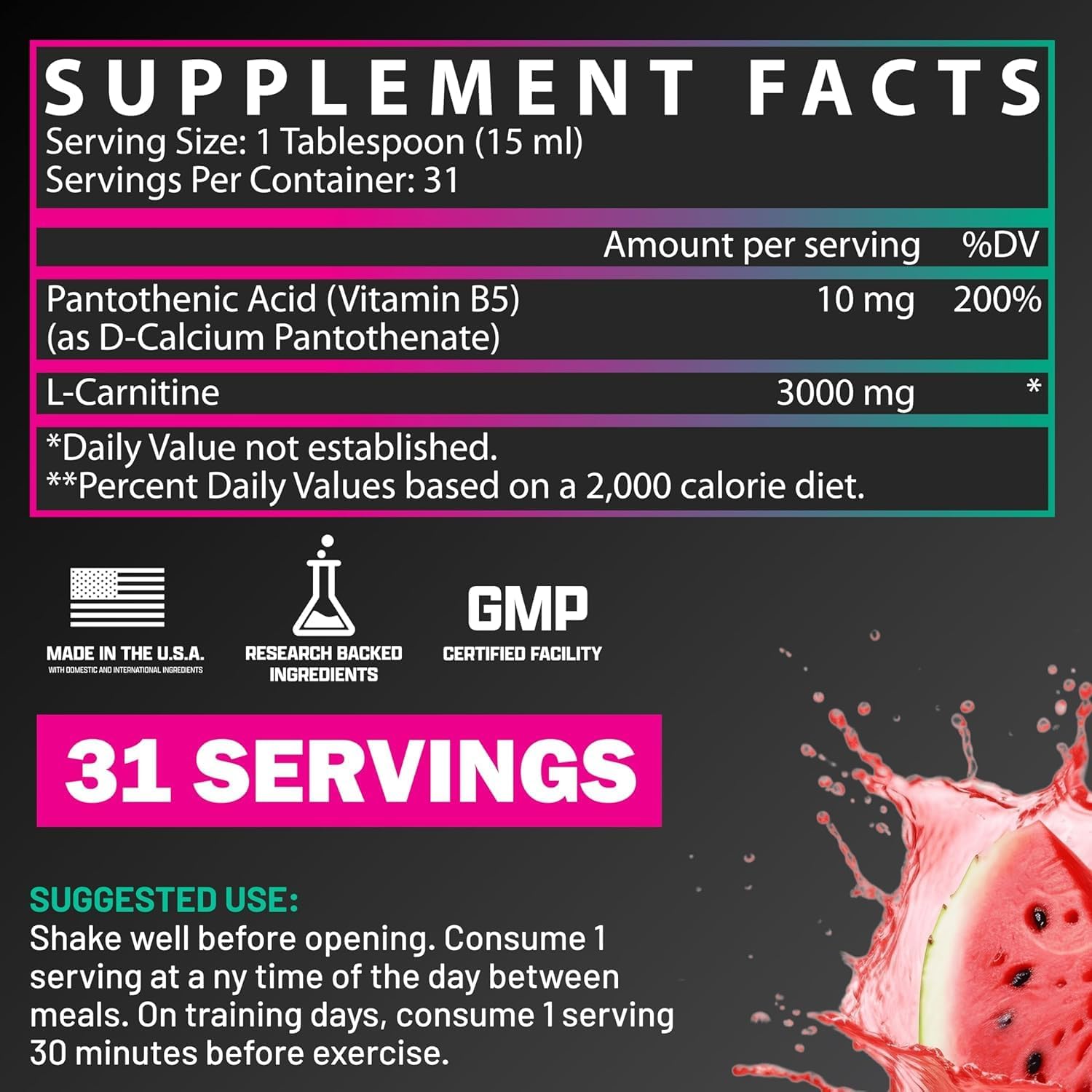 Nutrex Liquid L-Carnitine 3000 31 Servings - Image 2