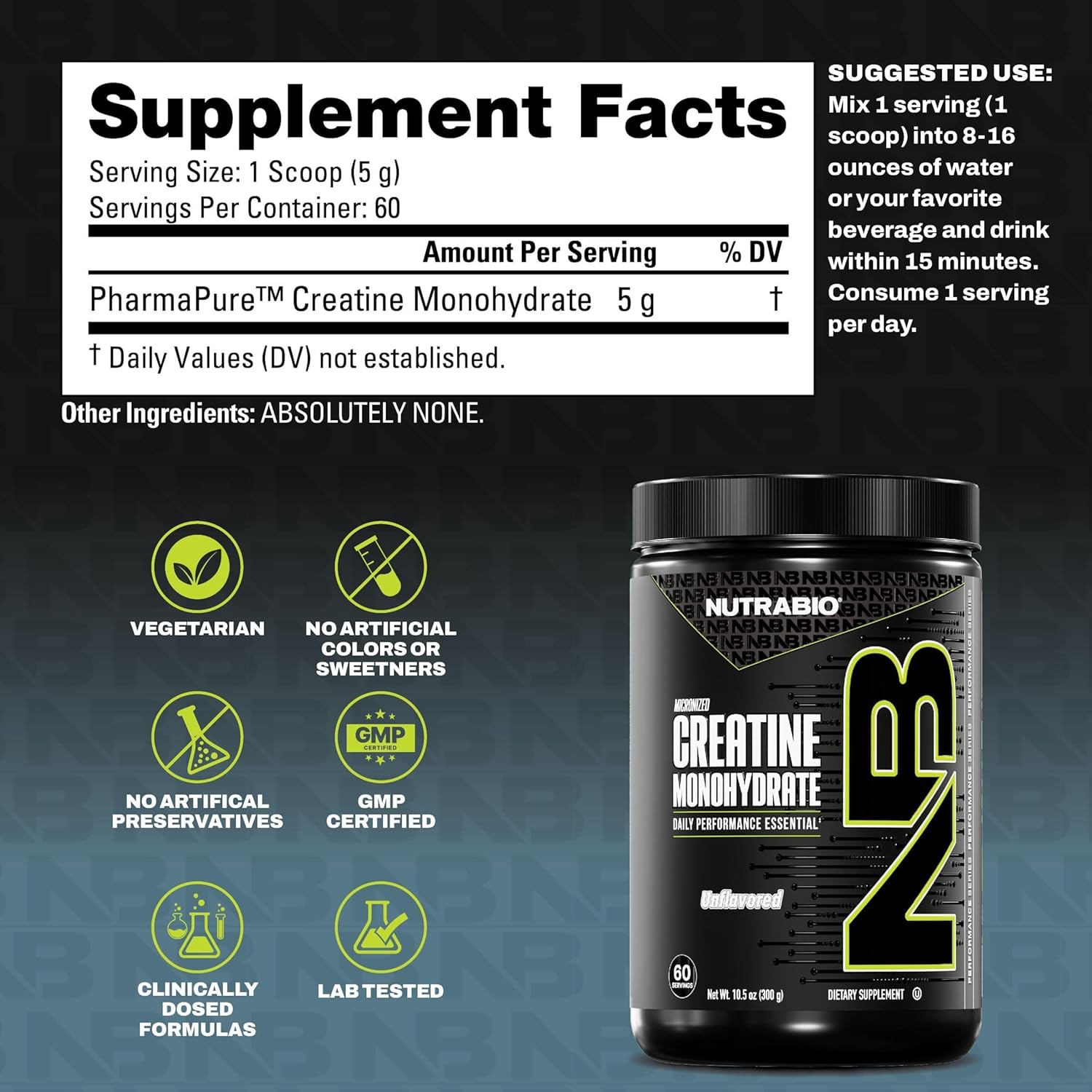 Nutrabio Creatine Monohydrate Unflavored - Image 3