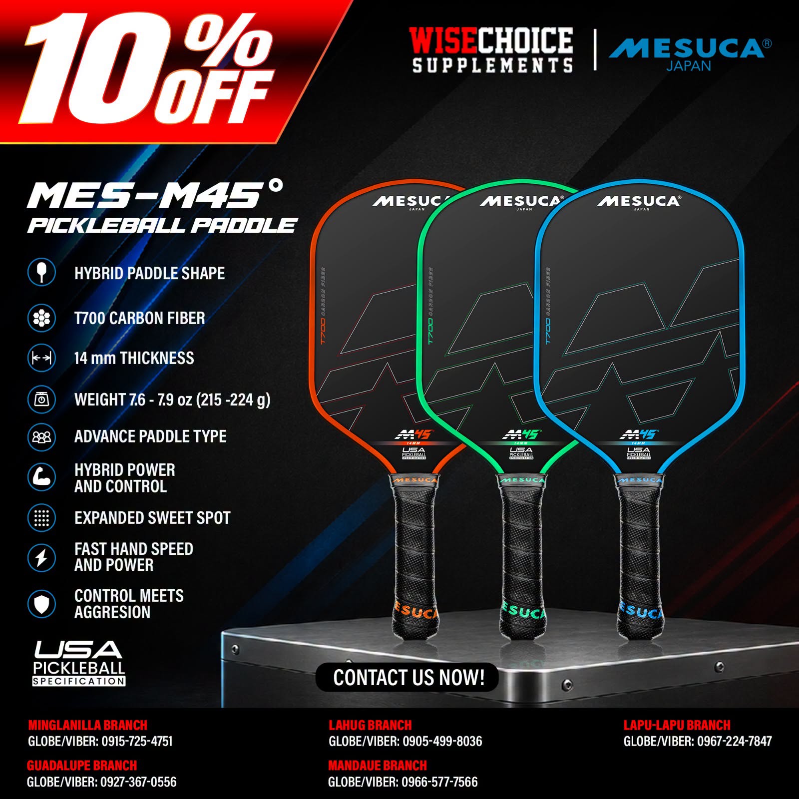 Mesuca Pickleball Racket ( MES-M45 )