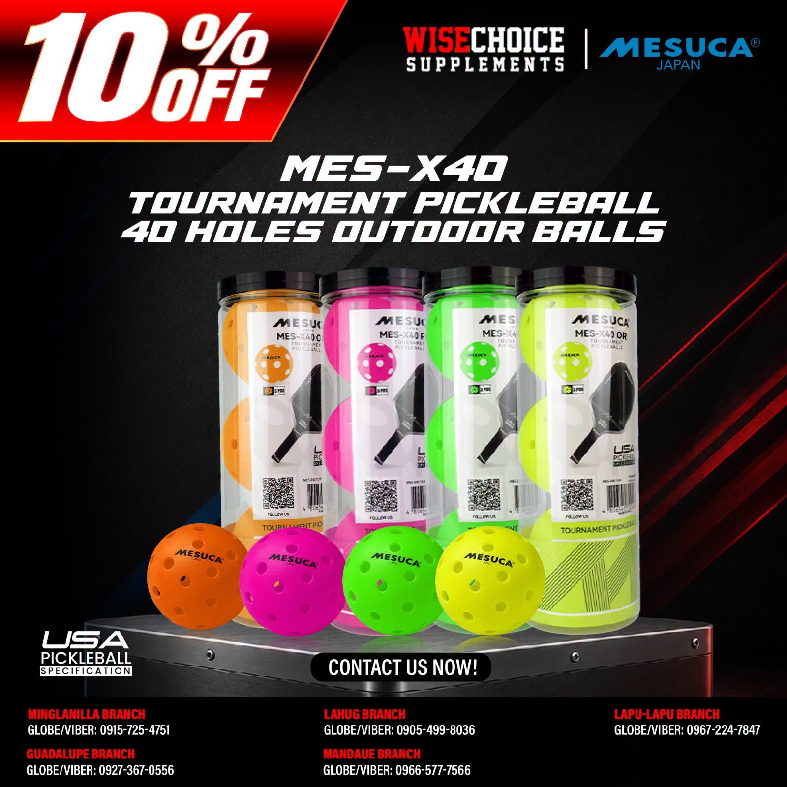 Mesuca Tournament Pickleballs ( MES-X40 )